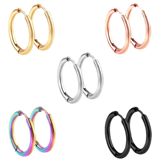 Stainless Steel Thick Huggie Hoop Earrings - KKLABIB LTD