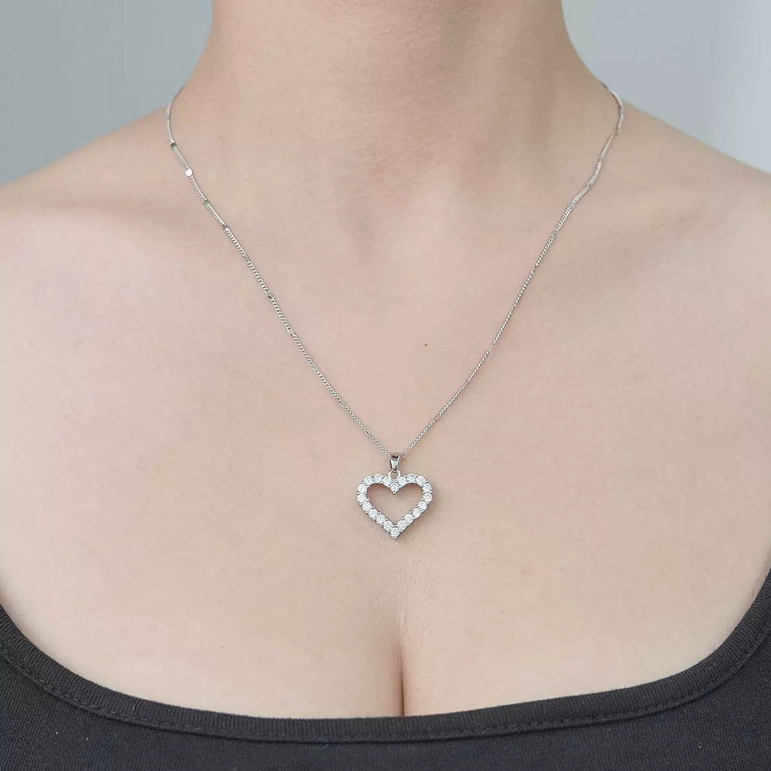 Zircon Heart Silver Pendant Elegant Gift