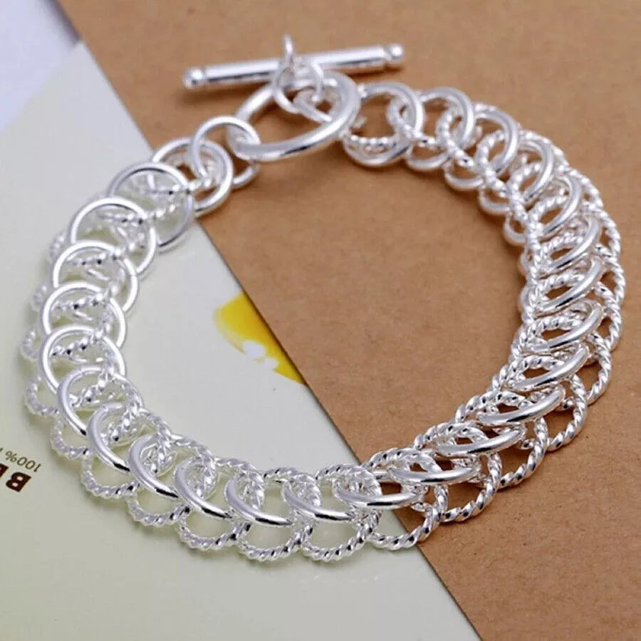 Solid 925 Sterling Silver Round Circle Bracelets