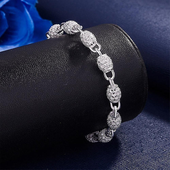 Sterling Silver Charm Hollow Chain Bracelet