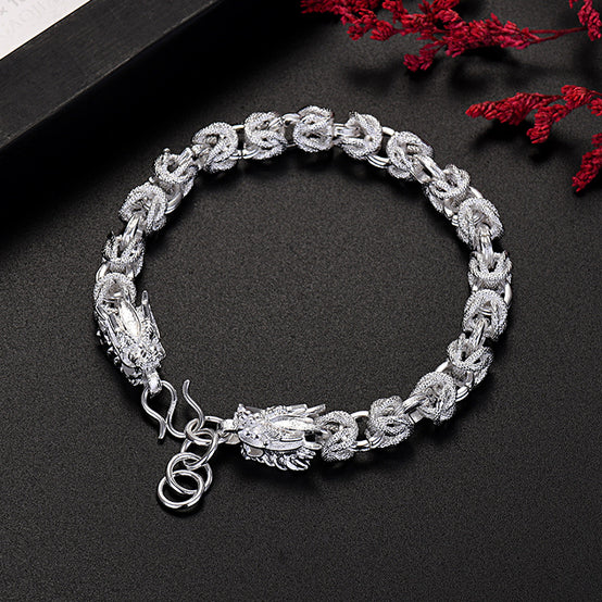 925 Sterling Silver Dragon Head Chain Bracelet