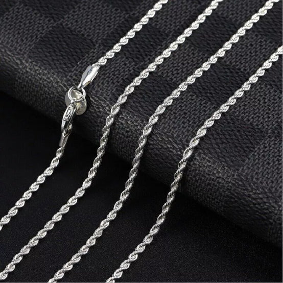 NEW Italian Style 925 Sterling Silver Twisted Rope Necklace