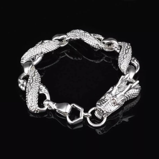 925 Sterllng Silver Chinese Dragon Bracelet