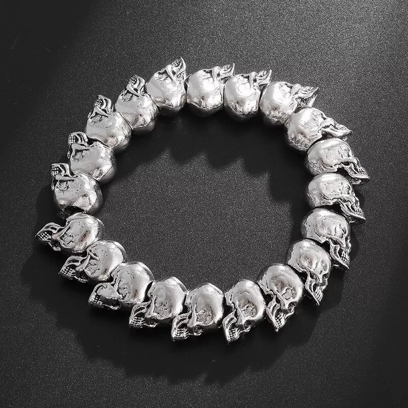 Gothic Skull Head Beads Link Bracelet - KKLABIB LTD