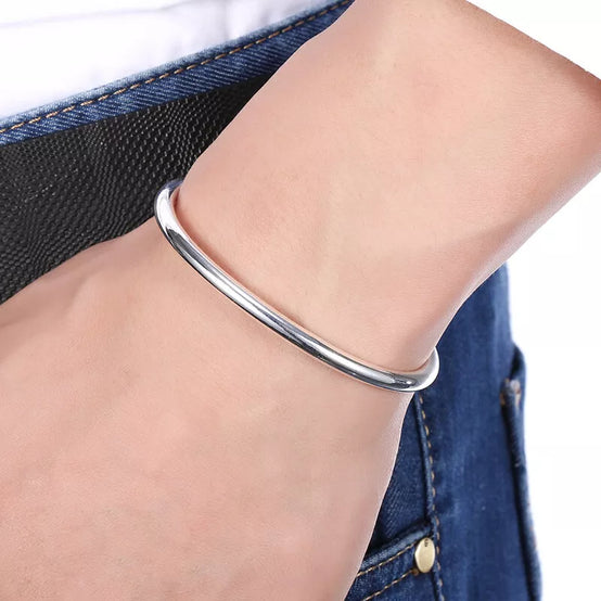 925 Silver Bracelet Plain Glassy Silver Bangles For Women Party Jewelry Gift